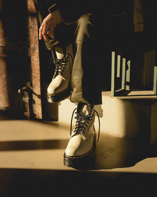 Dr. Martens White Leather Audrick Platform Boots for men