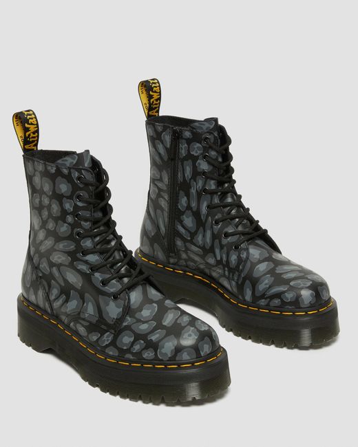 Dr. Martens Black Jadon Leopard Print Platform Boots for men
