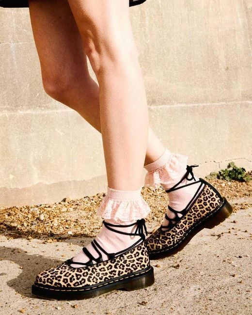 Dr. Martens Black Leather Elphie Ii Leopard Ballet Flats Shoes for men