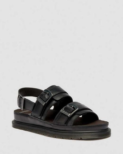 Dr. Martens Black San Two Strap Leather Sandals for men