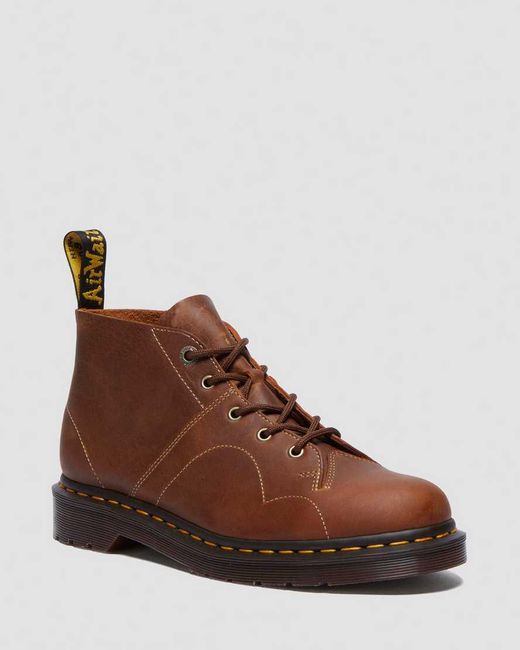 Dr. Martens Brown Church Burnished Waxy Leather Boots for men