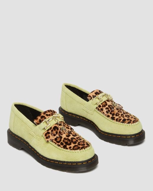 Dr. Martens Yellow Adrian Suede & Leopard Hair On Snaffle Loafers for men