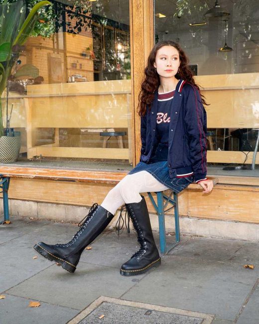 Dr. Martens Black 1b60 Bex Pisa Leather Knee High Boots