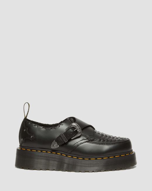 Dr. Martens Black Ramsey Woven Smooth Leather Platform Creepers Shoes for men