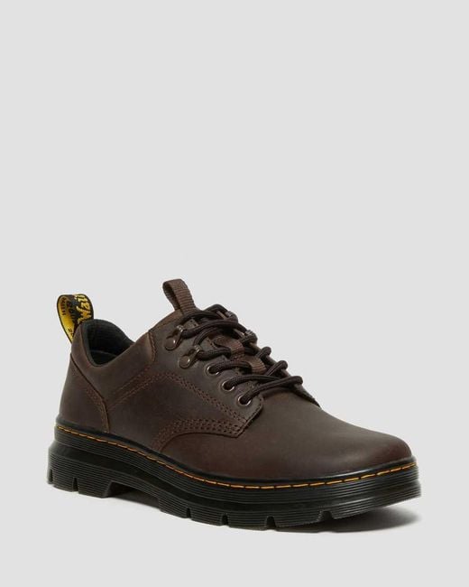 Dr. Martens Black Reeder Crazy Horse Leather Utility Shoes for men