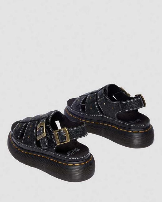 Dr. Martens Black Wrenlie Open Toe Nappa Leather Fisherman Platform Sandals