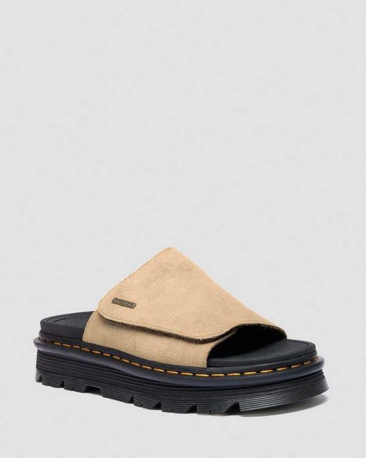 Dr. Martens Black Zebzag Suede Platform Slides