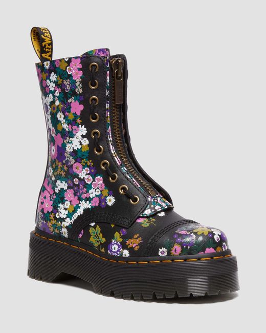 Dr. Martens Sinclair Hi Vintage Floral Platform Boots in Black | Lyst