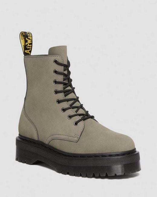 Dr. Martens Gray Jadon Milled Nubuck Platform Boots for men