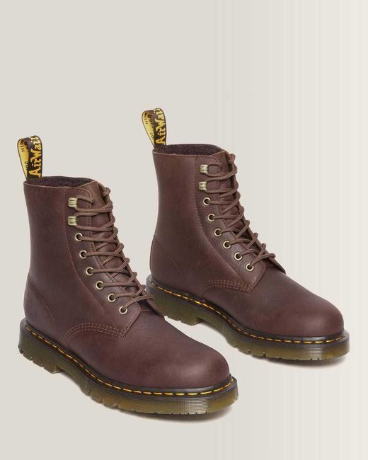 Dr. Martens Brown 1460 Pascal Fleece Lined Leather Wintergrip Boots for men