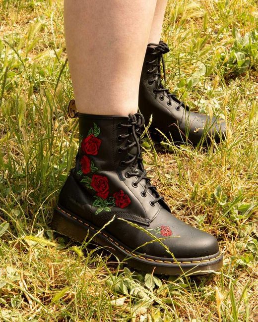 Dr. Martens Multicolor 1460 Leather Lace-Up Boots (Decayed Roses) Boots