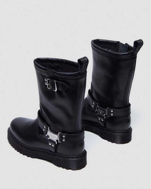 Dr. Martens Black Anistone Hi Leather Biker Boots