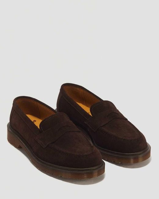 Dr. Martens White Delapre Penny Repello Calf Suede Loafers for men