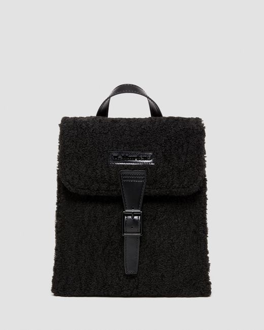 Dr. Martens Black Leather Kiev Mini Faux Shearling Backpack