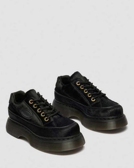 Dr. Martens Black Buzz 5-Eye Hair On Leather Shoes