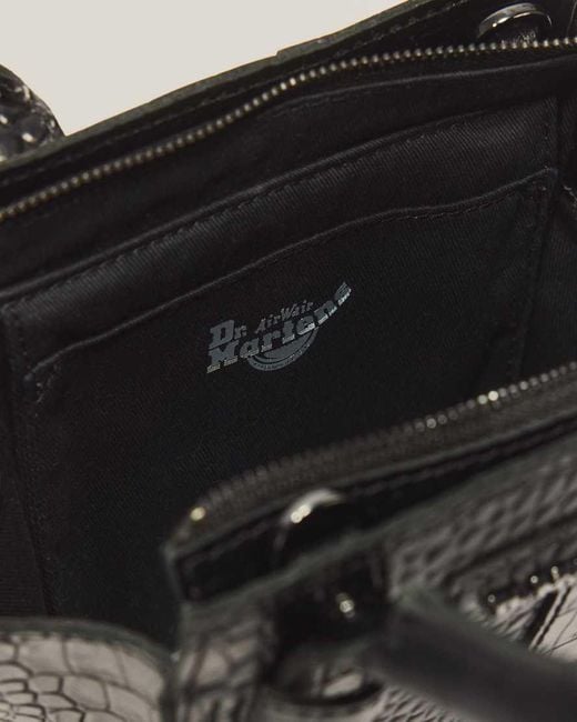 Dr. Martens Black X-Small Croc Emboss Leather Tote Bag