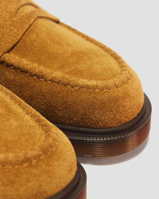Dr. Martens Yellow Delapre Penny Repello Calf Suede Loafers for men
