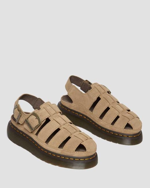 Dr. Martens Brown Wrenlie Bronx Suede Fisherman Sandals for men