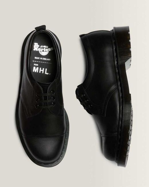Dr. Martens Black 1461 Mhl 3 Eye Leather Shoes for men