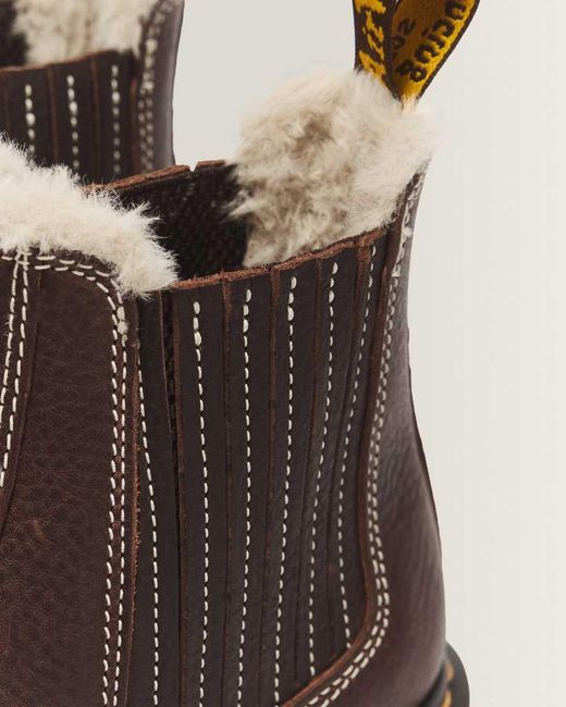 Dr. Martens Brown 2976 Leonore Ii Faux Fur Lined Grizzly Leather Chelsea Boots