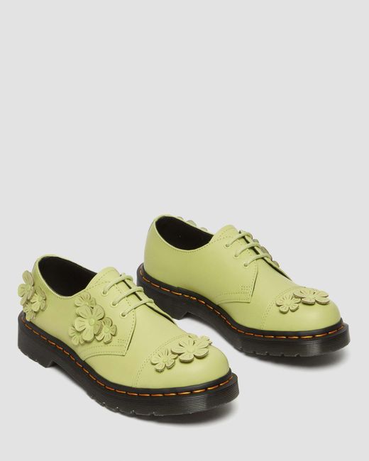 Dr. Martens Yellow 1461 Flower Applique Leather Oxford Shoes