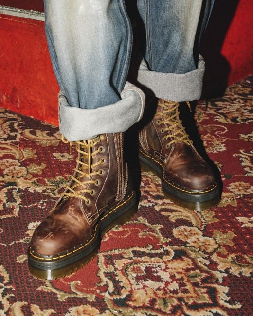 Dr. Martens Brown Jadon Crazy Horse Leather Platform Boots for men