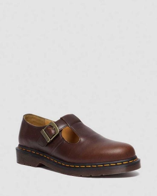 Dr. Martens Brown T-Bar Regency Leather Mary Jane Shoes for men