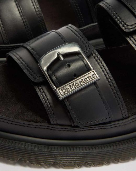 Dr. Martens Black San Two Strap Leather Sandals for men