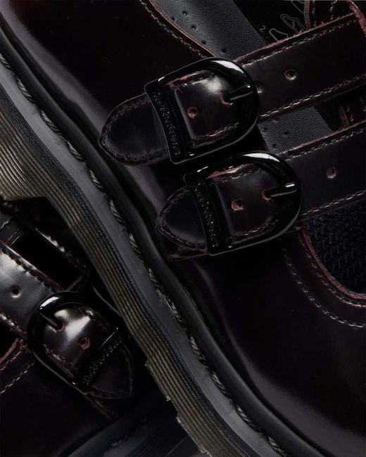 Dr. Martens Black 8065 Arcadia Rub Off Leather Mary Jane Shoes