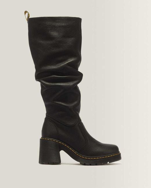 Dr. Martens Black Kasey Virginia Leather Knee High Heeled Boots