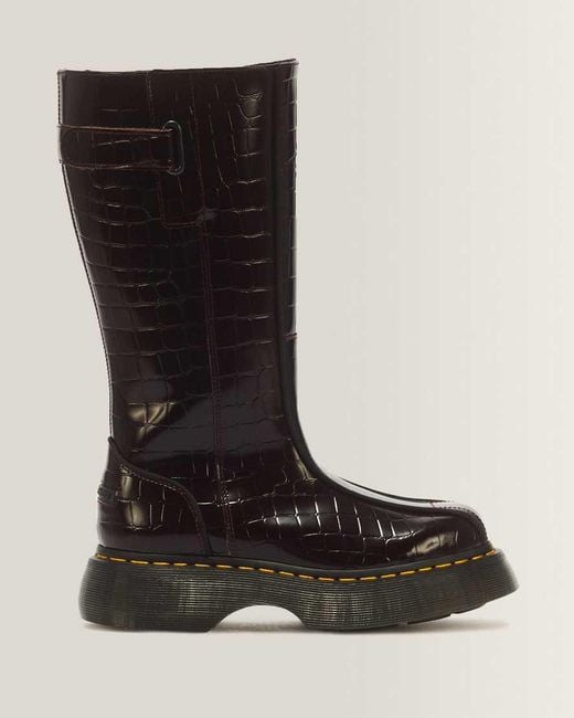 Dr. Martens Black Buzz Hi Croc Emboss Leather Boots