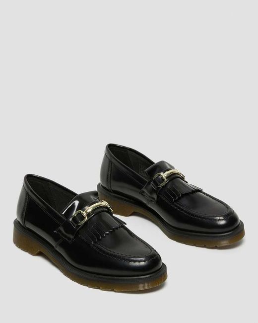 Dr. Martens Black Adrian Snaffle Smooth Leather Tassel Loafers for men