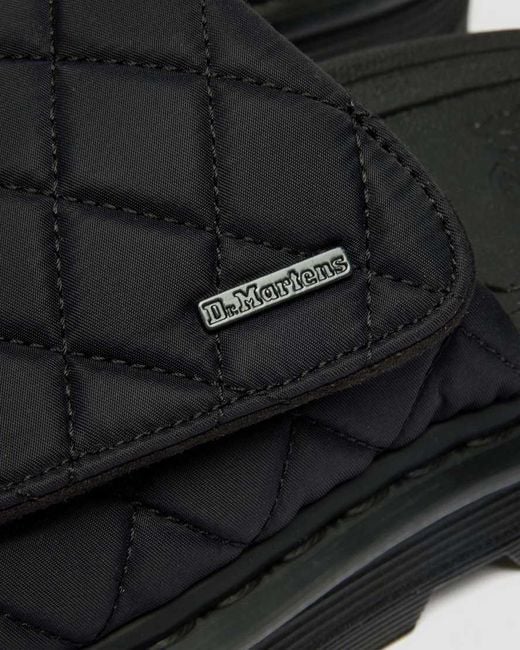 Dr. Martens Black Zebzag Quilted Canvas Platform Slides