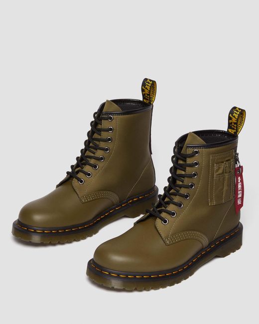 Dr. Martens Green 1460 Ben Alpha Industries Leather & Nylon Boots for men