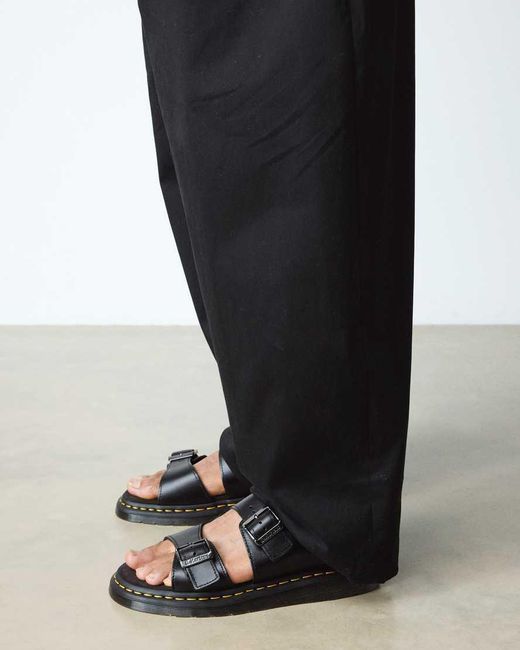 Dr. Martens Black Josef Leather Buckle Slides for men