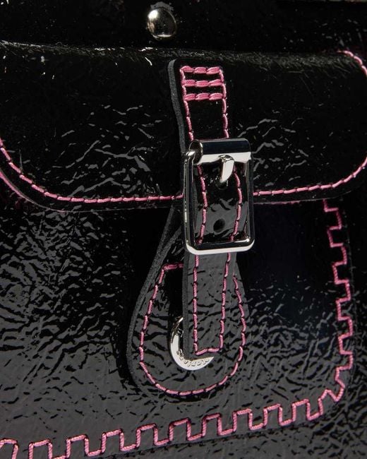 Dr. Martens Black Top Handle Distressed Patent Leather Bag