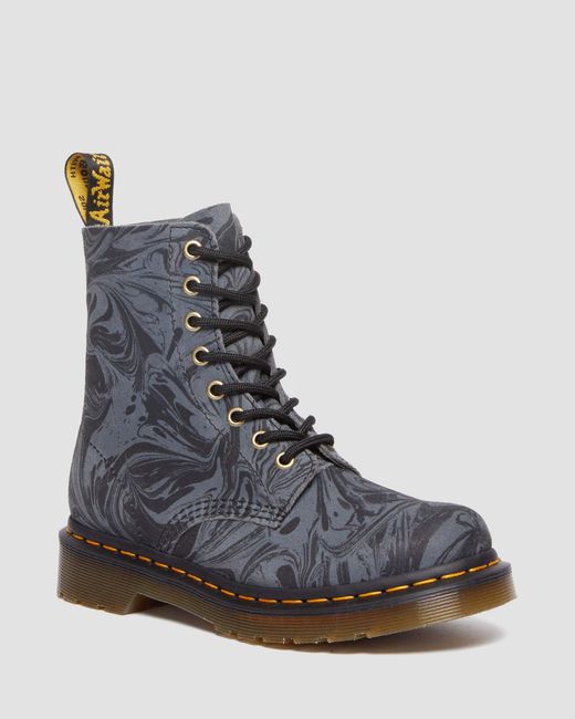 Dr. Martens Blue 1460 Pascal Marbled Suede Lace Up Boots