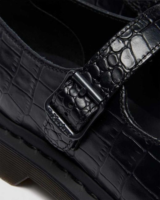 Dr. Martens Black Elphie Mary Jane Emboss Leather Shoes