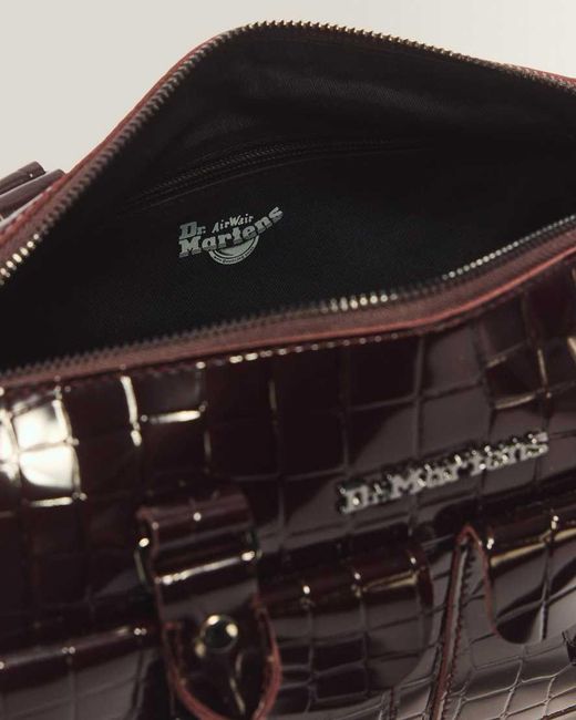 Dr. Martens Black Top Handle Croc Emboss Leather Bag