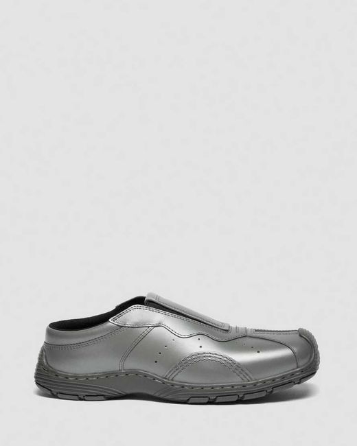 Dr. Martens Gray Aurix Satin Finish Leather Mules Shoes for men