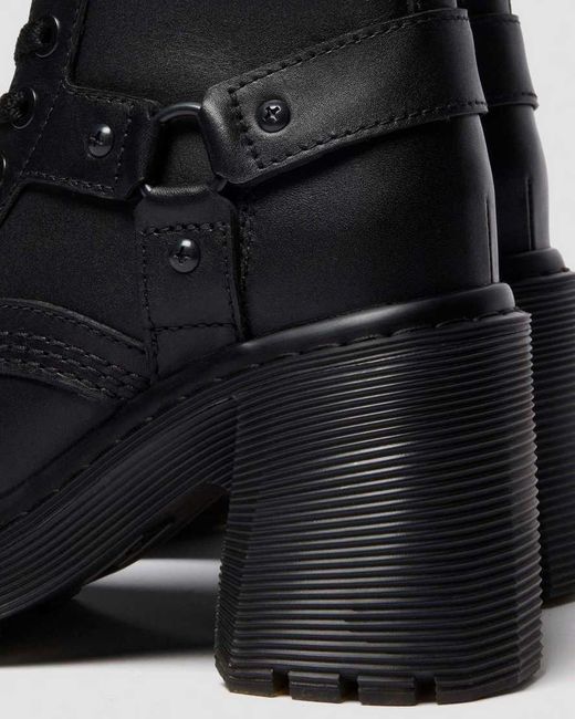 Dr. Martens Black Chesney Harness Flare Heel Leather Boots