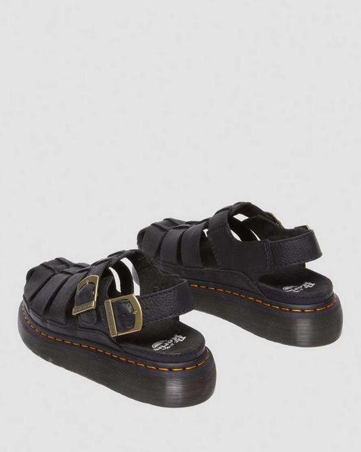 Dr. Martens Black Wrenlie Leather Fisherman Sandals for men