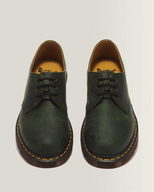 Dr. Martens Green 1461 Eye Crazy Horse Leather Lace Up Shoes for men