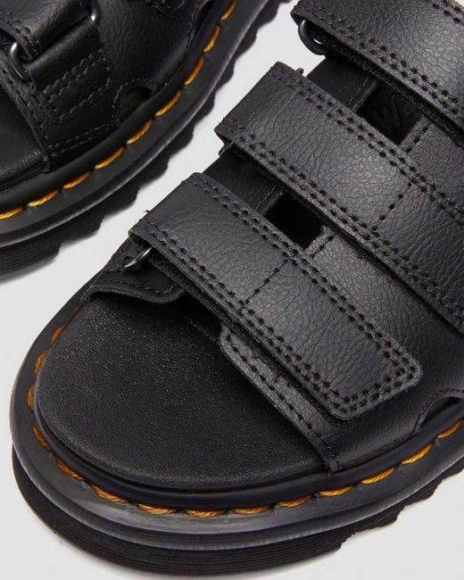 Dr. Martens Black Raine Slide Athena Leather Sandals
