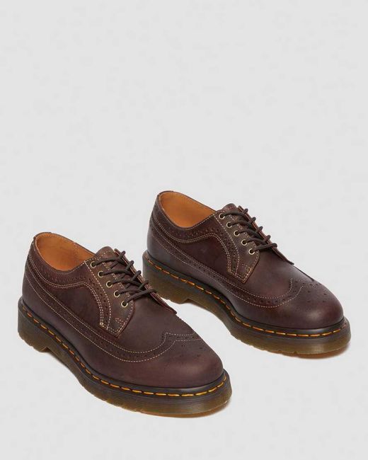 Dr. Martens Brown 3989 Crazy Horse Leather Brogues Shoes for men
