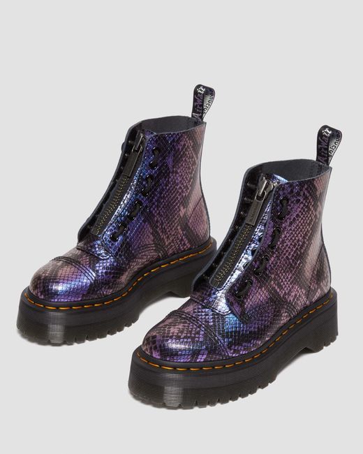 Dr. Martens Black Sinclair Snake Print Emboss Leather Platform Boots