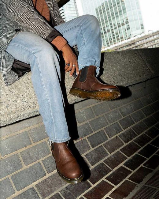 Dr. Martens Black 2976 Faux Fur Lined Grizzly Leather Chelsea Boots for men
