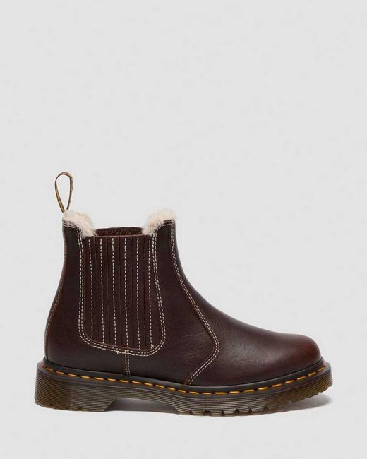 Dr. Martens Brown 2976 Leonore Ii Faux Fur Lined Grizzly Leather Chelsea Boots