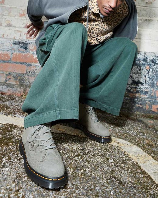 Dr. Martens Church Nubuck Pebble Leather Monkey Boots in Grey Lyst UK