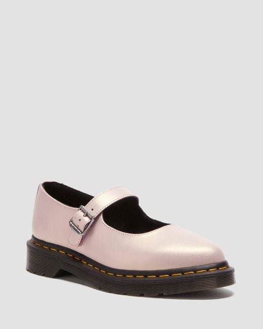 Dr. Martens Pink Elphie Ii Iridescent Leather Mary Jane Shoes